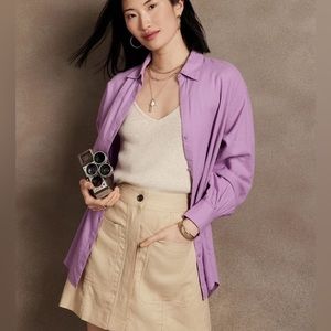 LINEN-BLEND OVERSIZED SHIRT